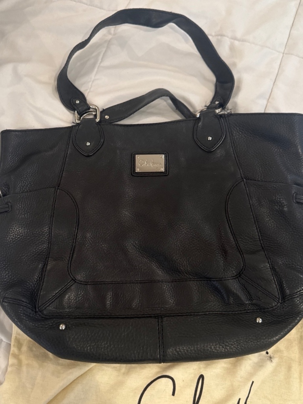 Cole Haan Black Pebbled Leather Tote — Includes Dust Bag